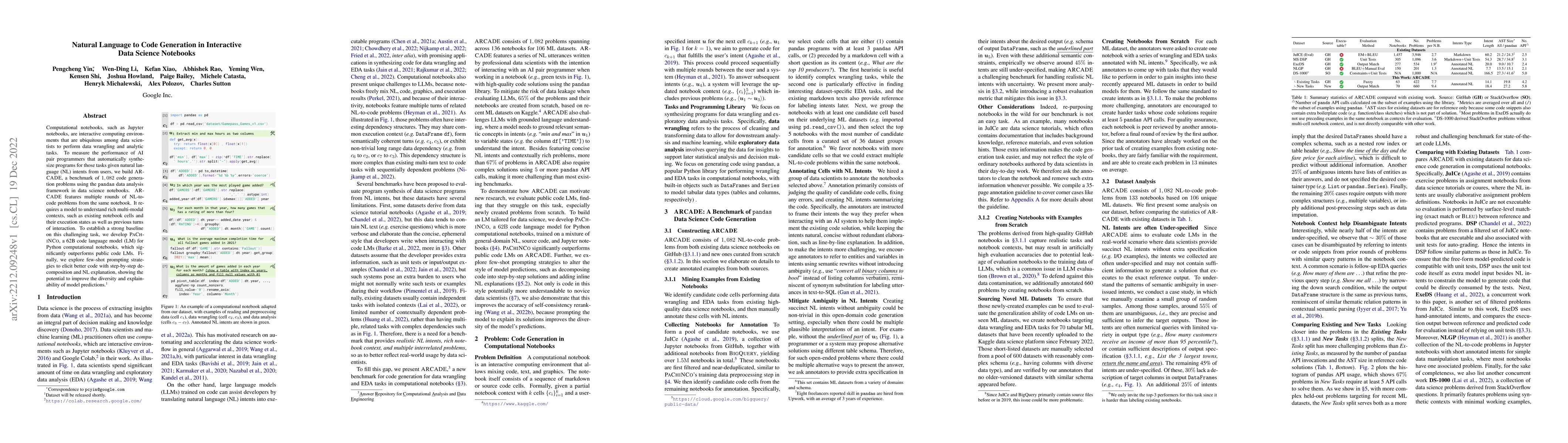 Thumbnail for Natural Language to Code Generation in Interactive Data Science
  Notebooks