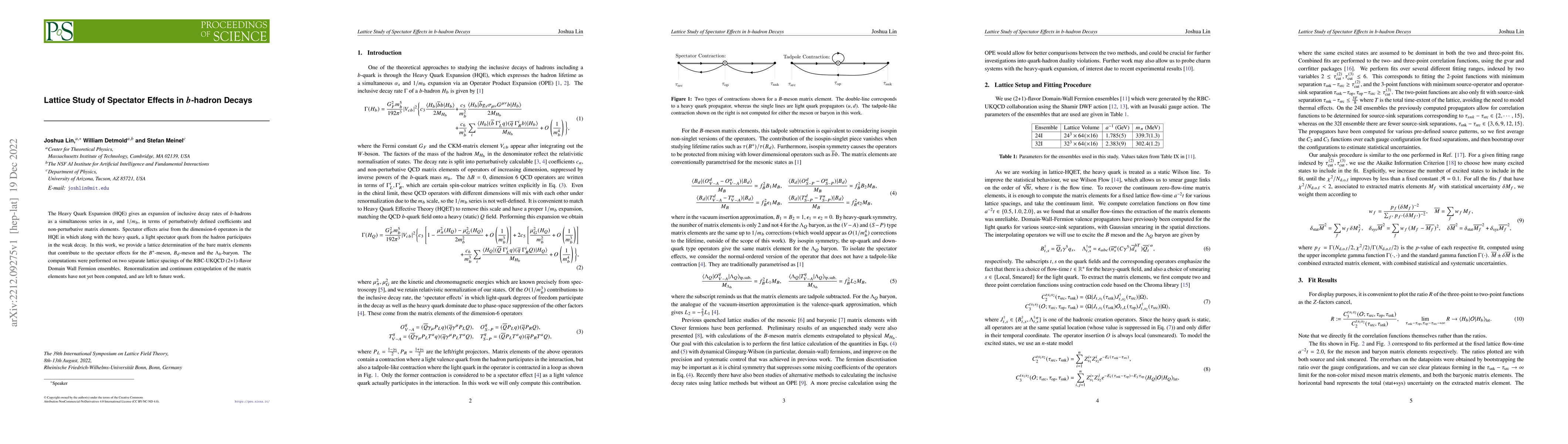 Thumbnail for Lattice Study of Spectator Effects in $b$-hadron Decays