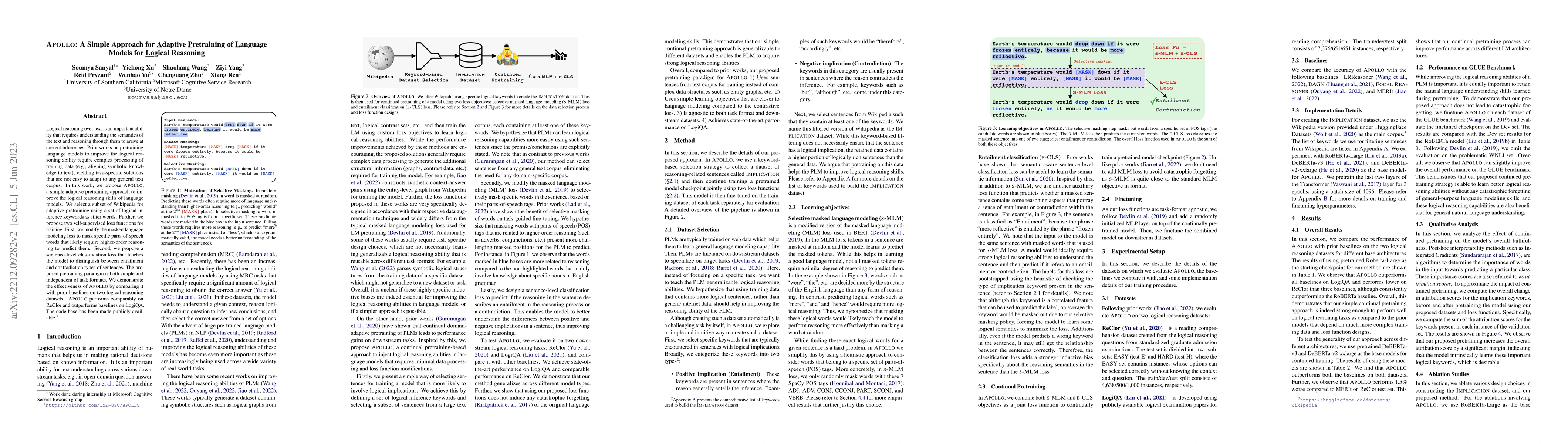 Thumbnail for APOLLO: A Simple Approach for Adaptive Pretraining of Language Models
  for Logical Reasoning
