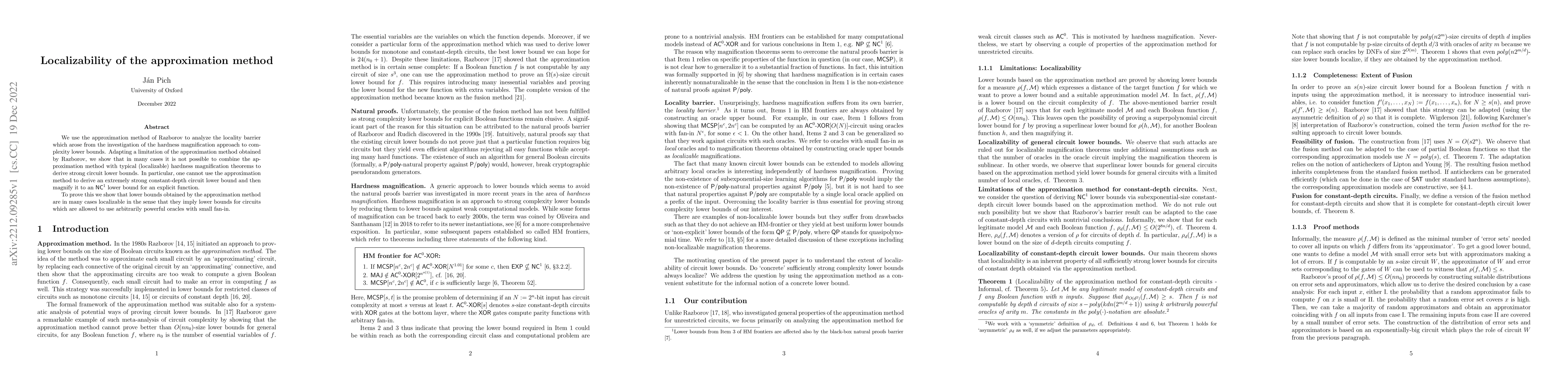 Thumbnail for Localizability of the approximation method