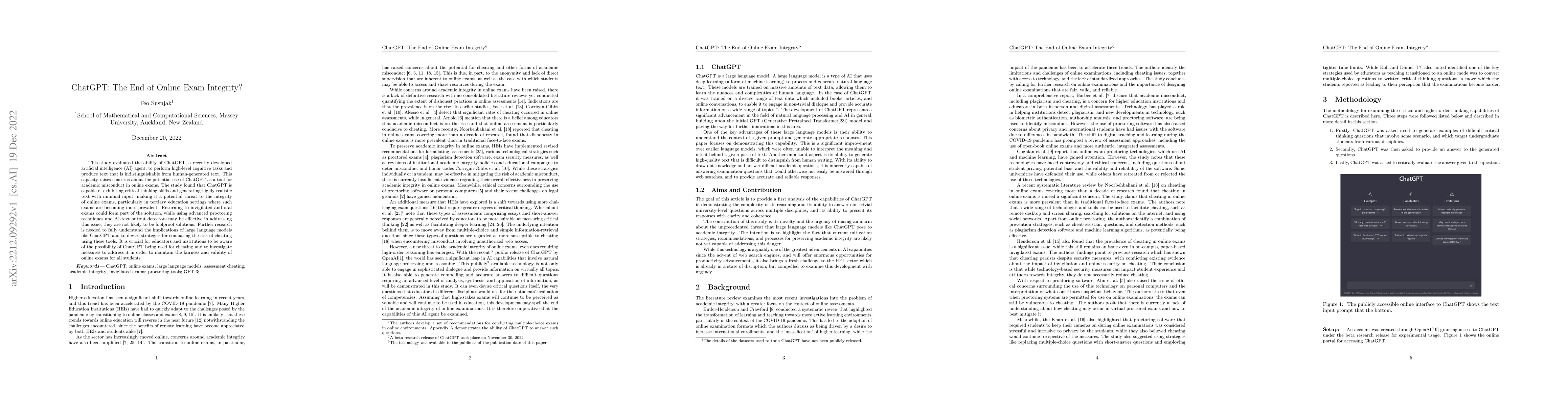 Thumbnail for ChatGPT: The End of Online Exam Integrity?