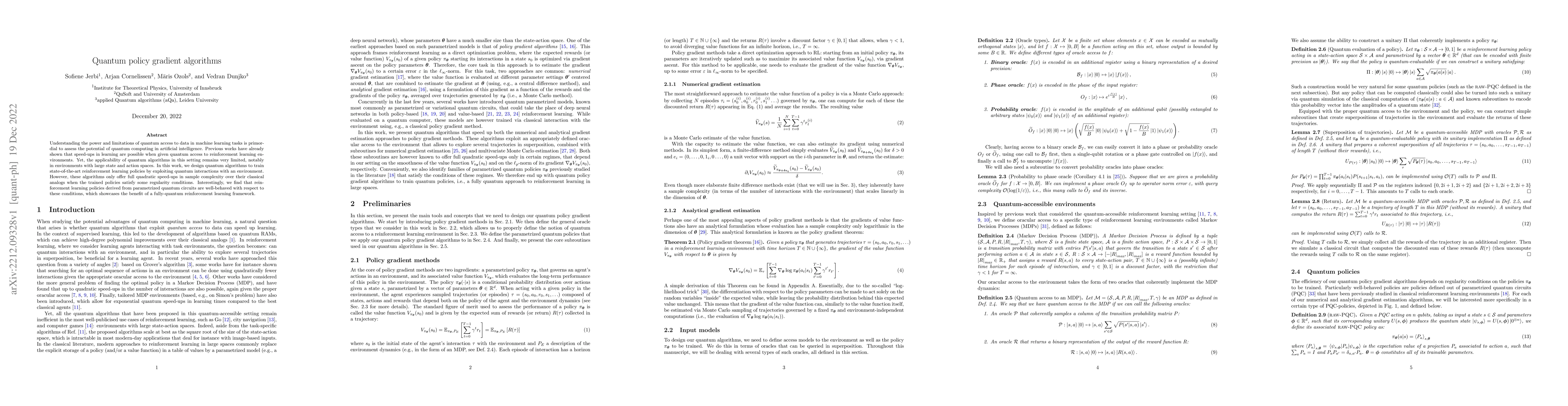 Thumbnail for Quantum policy gradient algorithms