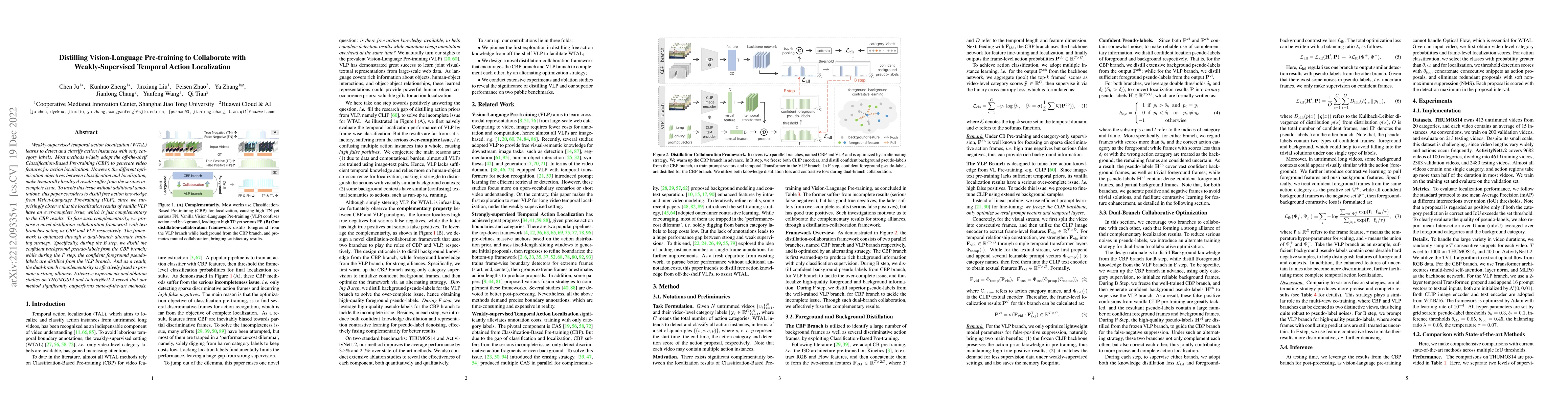 Thumbnail for Distilling Vision-Language Pre-training to Collaborate with
  Weakly-Supervised Temporal Action Localization