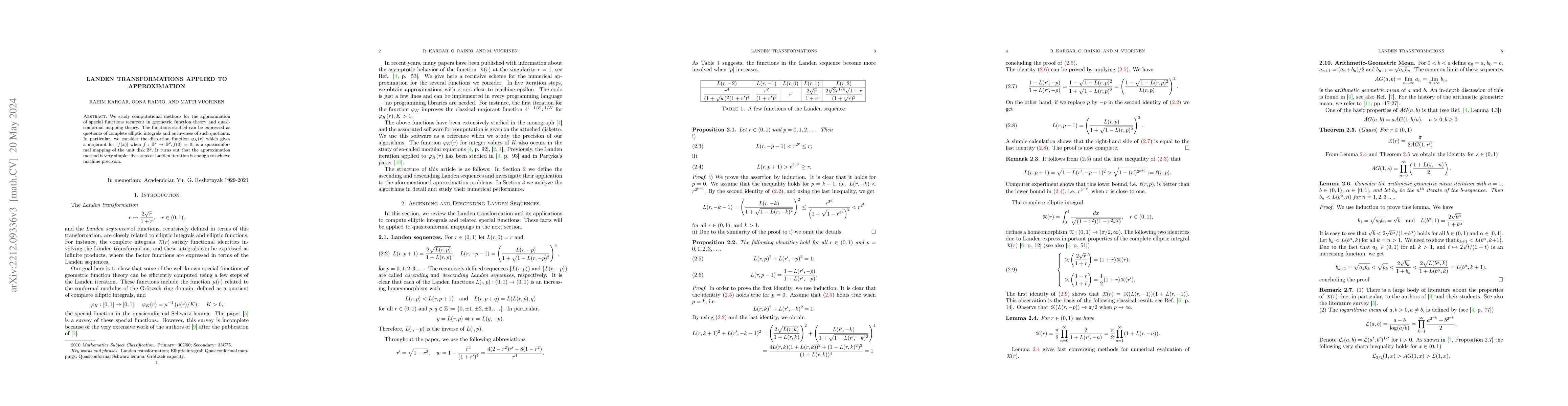 Thumbnail for Landen transformations applied to approximation