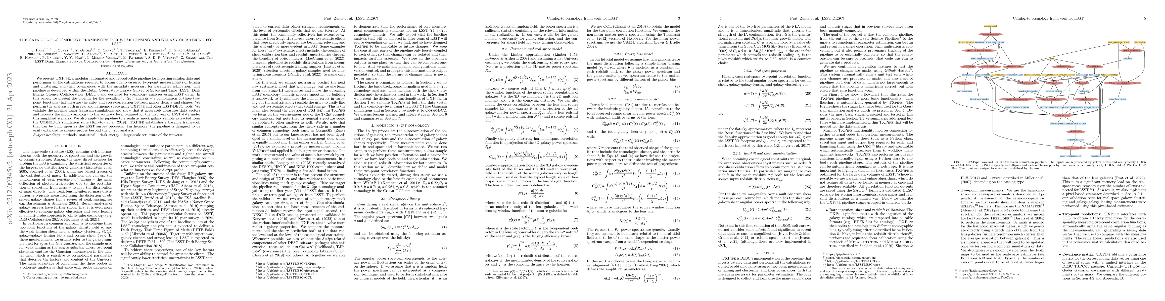 Thumbnail for The catalog-to-cosmology framework for weak lensing and galaxy
  clustering for LSST