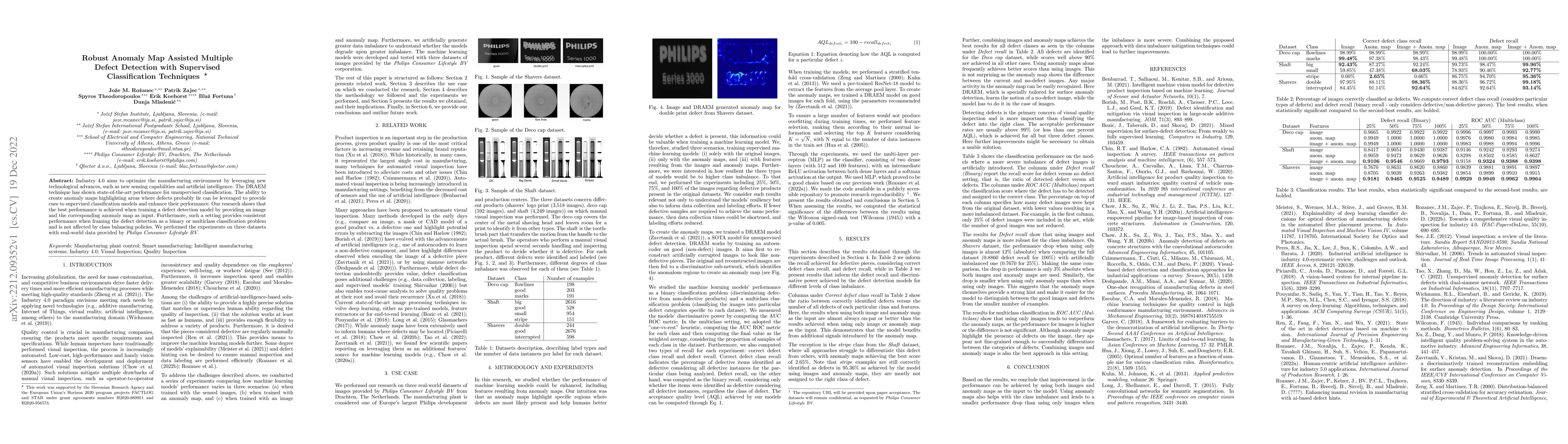 Thumbnail for Robust Anomaly Map Assisted Multiple Defect Detection with Supervised
  Classification Techniques