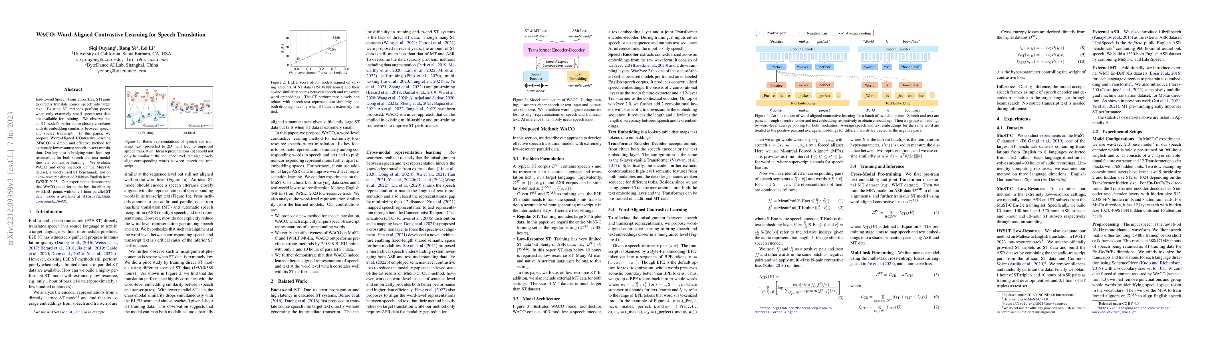 Thumbnail for WACO: Word-Aligned Contrastive Learning for Speech Translation