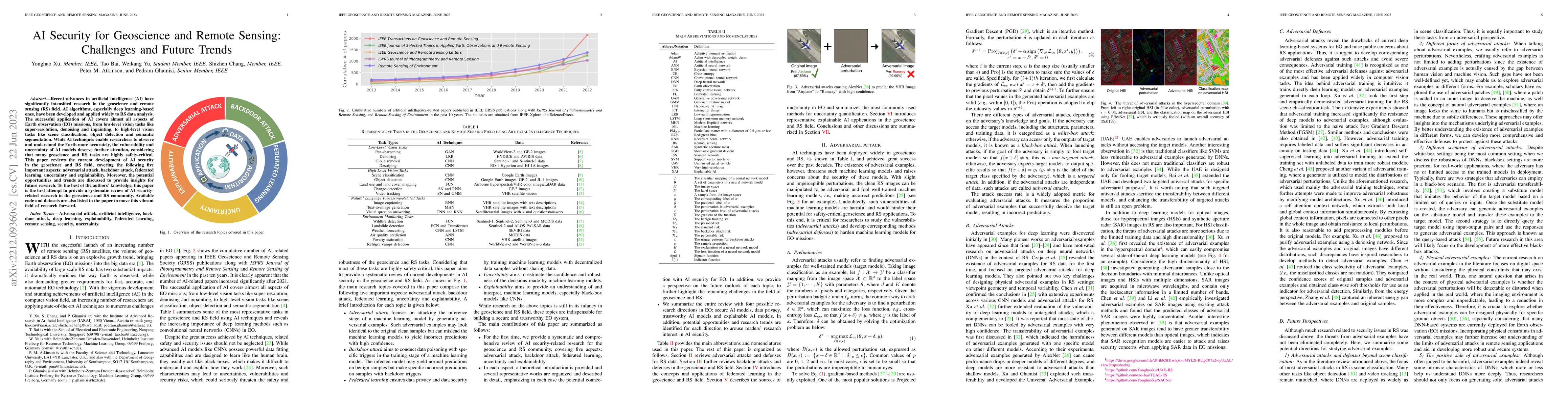 Thumbnail for AI Security for Geoscience and Remote Sensing: Challenges and Future
  Trends