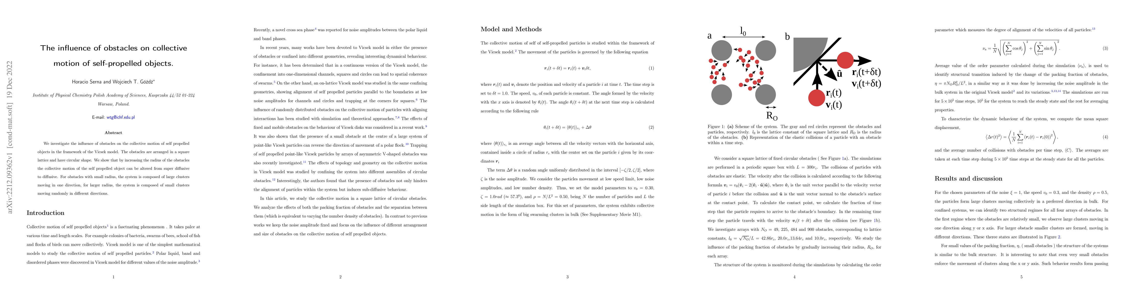 Thumbnail for The influence of obstacles on collective motion of self-propelled
  objects