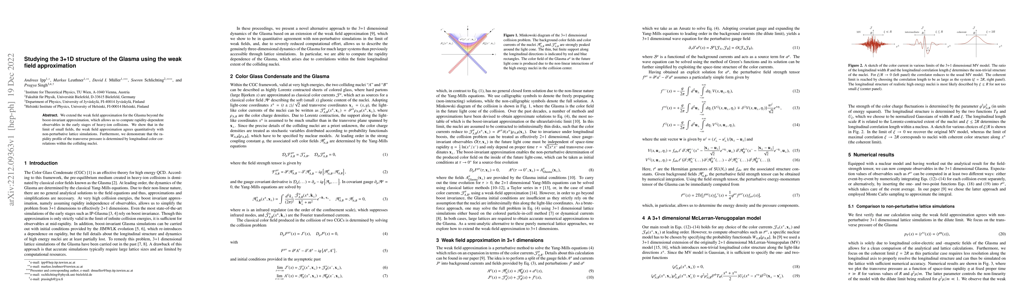 Thumbnail for Studying the 3+1D structure of the Glasma using the weak field
  approximation