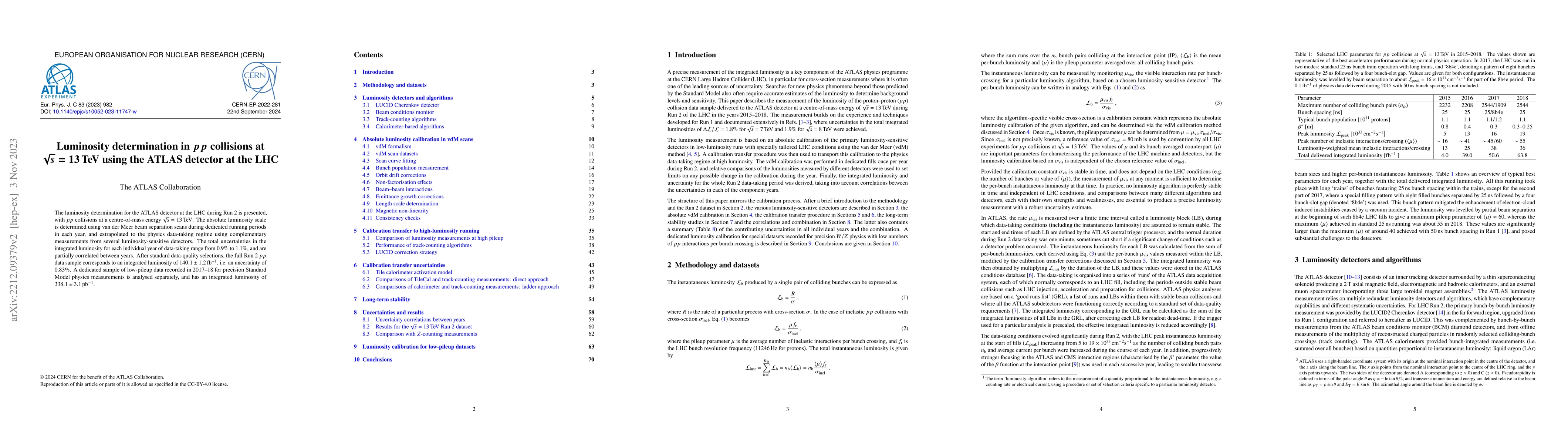 Thumbnail for Luminosity determination in $pp$ collisions at $\sqrt{s}=13$ TeV using
  the ATLAS detector at the LHC