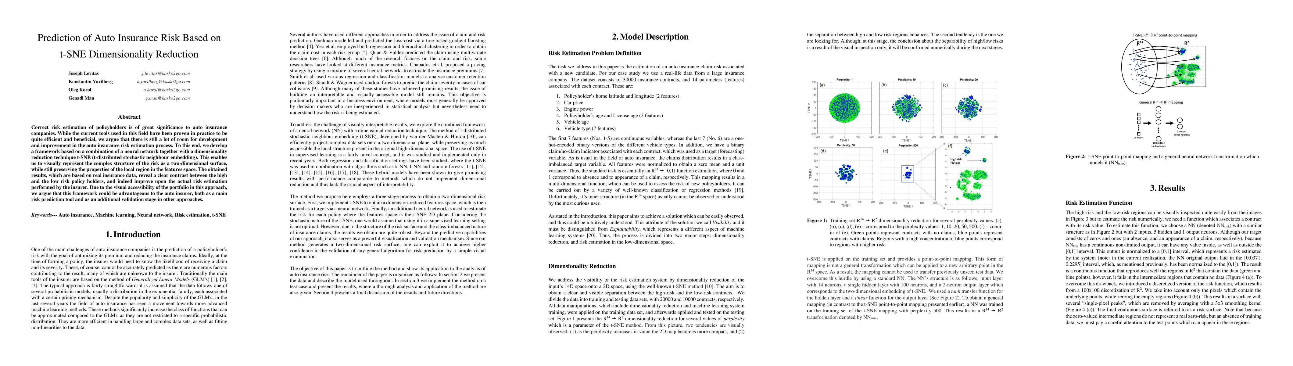 Thumbnail for Prediction of Auto Insurance Risk Based on t-SNE Dimensionality
  Reduction