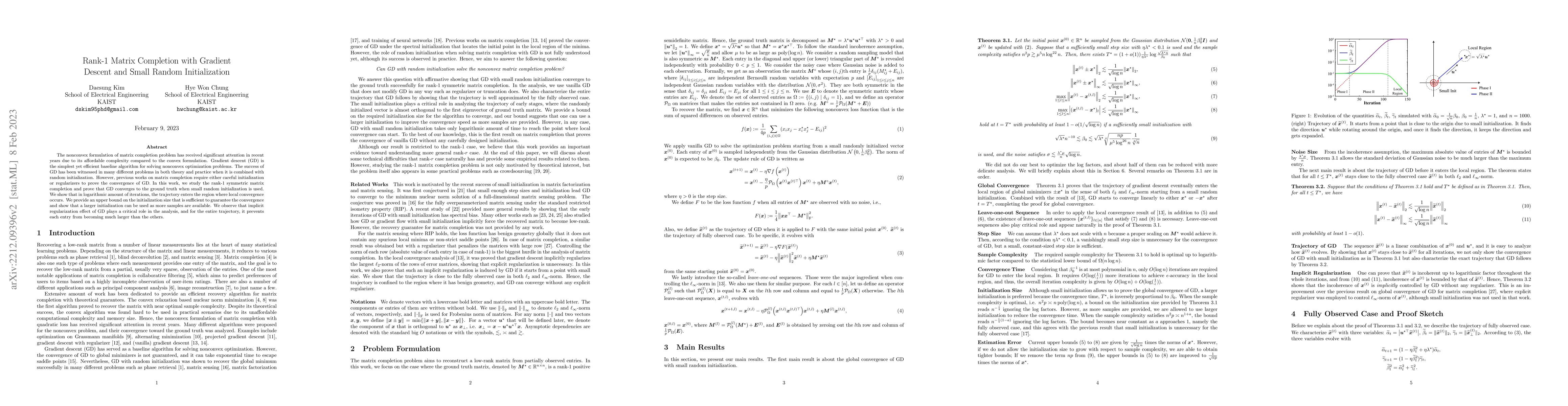 Thumbnail for Rank-1 Matrix Completion with Gradient Descent and Small Random
  Initialization