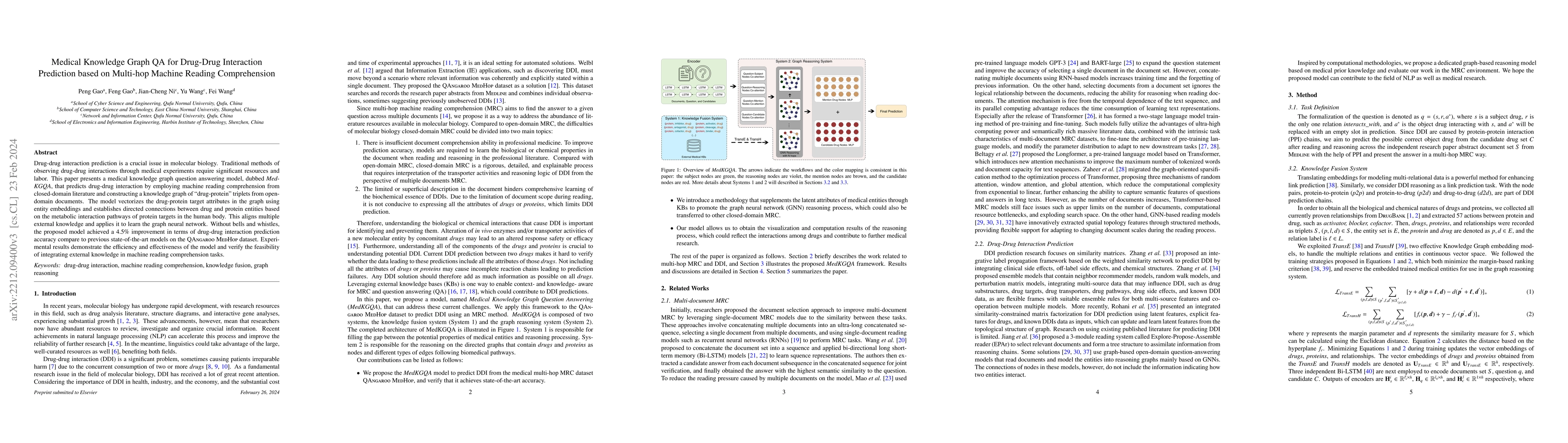 Thumbnail for Medical Knowledge Graph QA for Drug-Drug Interaction Prediction based on
  Multi-hop Machine Reading Comprehension