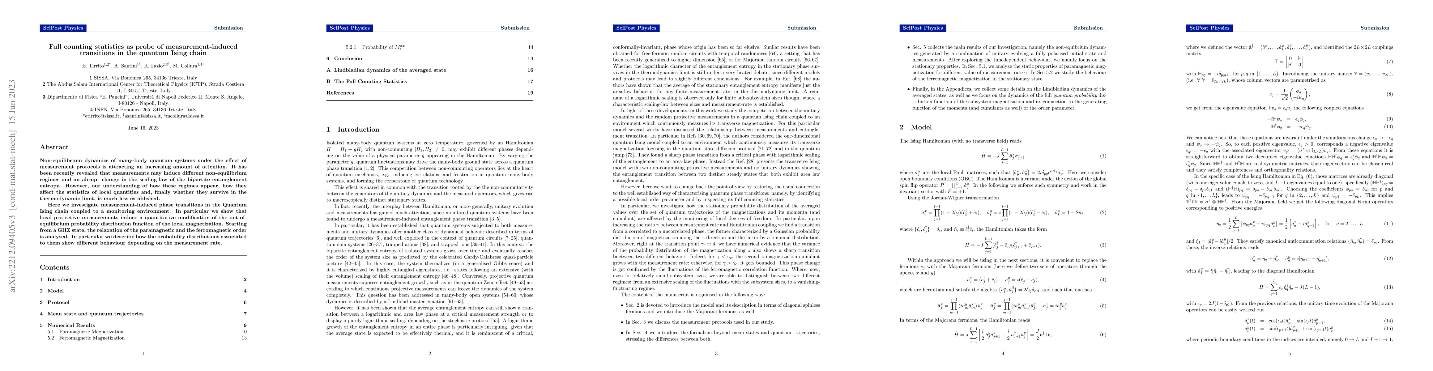 Thumbnail for Full counting statistics as probe of measurement-induced transitions in
  the quantum Ising chain