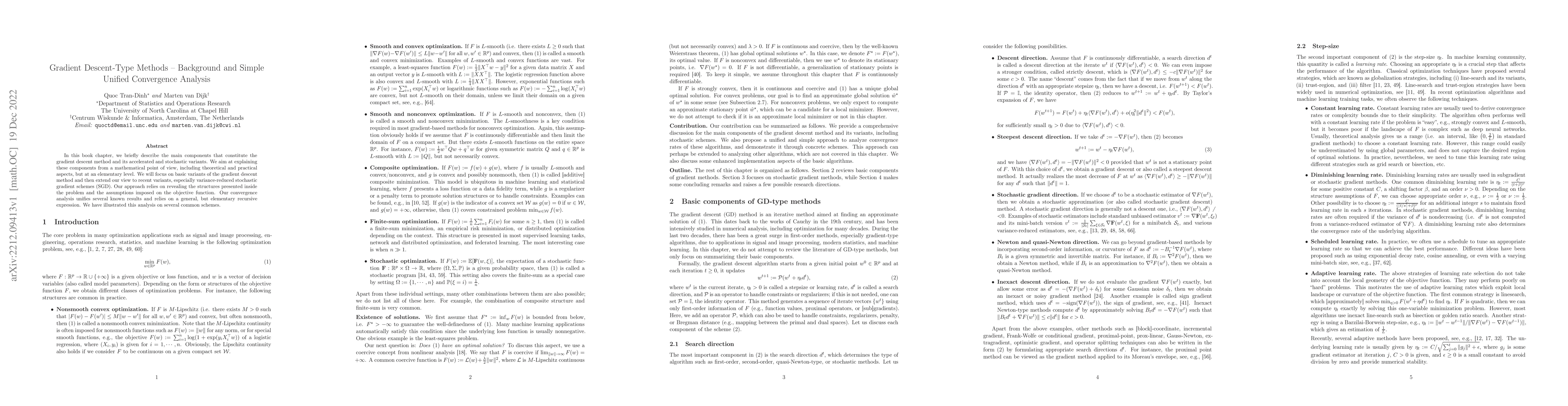 Thumbnail for Gradient Descent-Type Methods: Background and Simple Unified Convergence
  Analysis