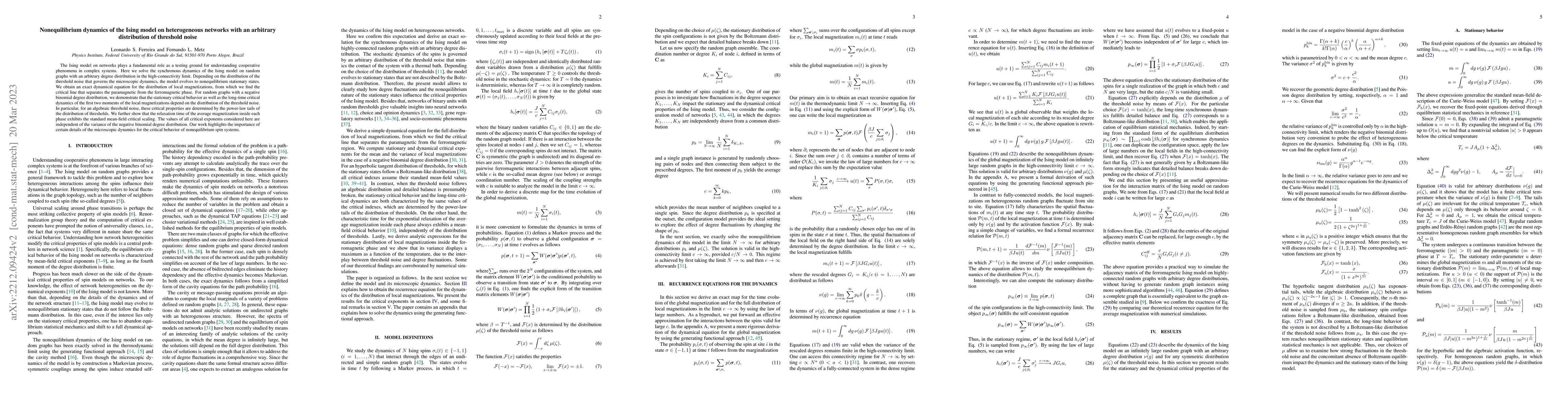 Thumbnail for Nonequilibrium dynamics of the Ising model on heterogeneous networks
  with an arbitrary distribution of threshold noise