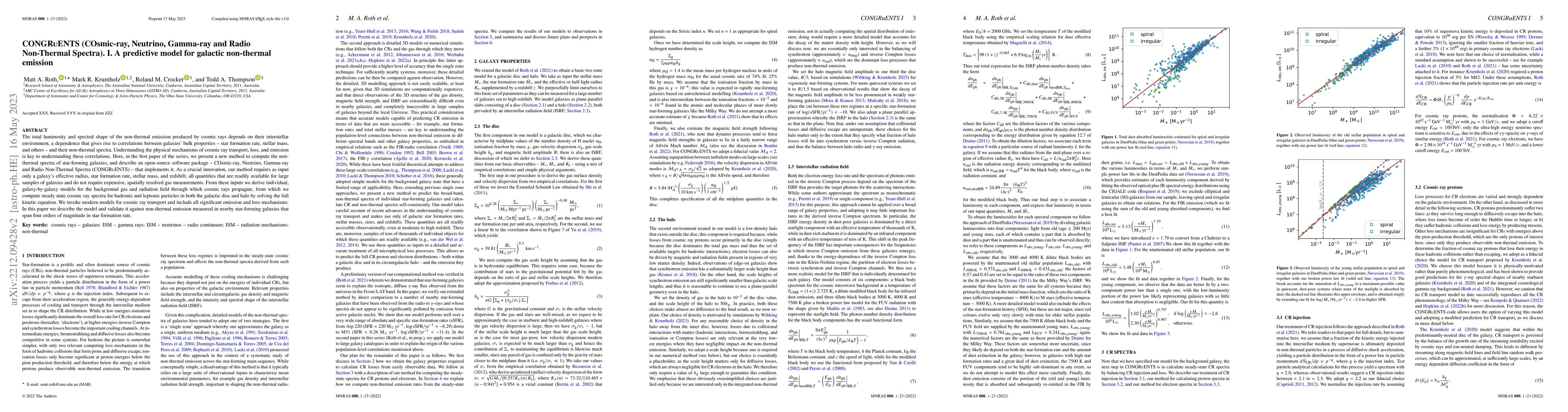Thumbnail for CONGRuENTS (COsmic-ray, Neutrino, Gamma-ray and Radio Non-Thermal
  Spectra). I. A predictive model for galactic non-thermal emission
