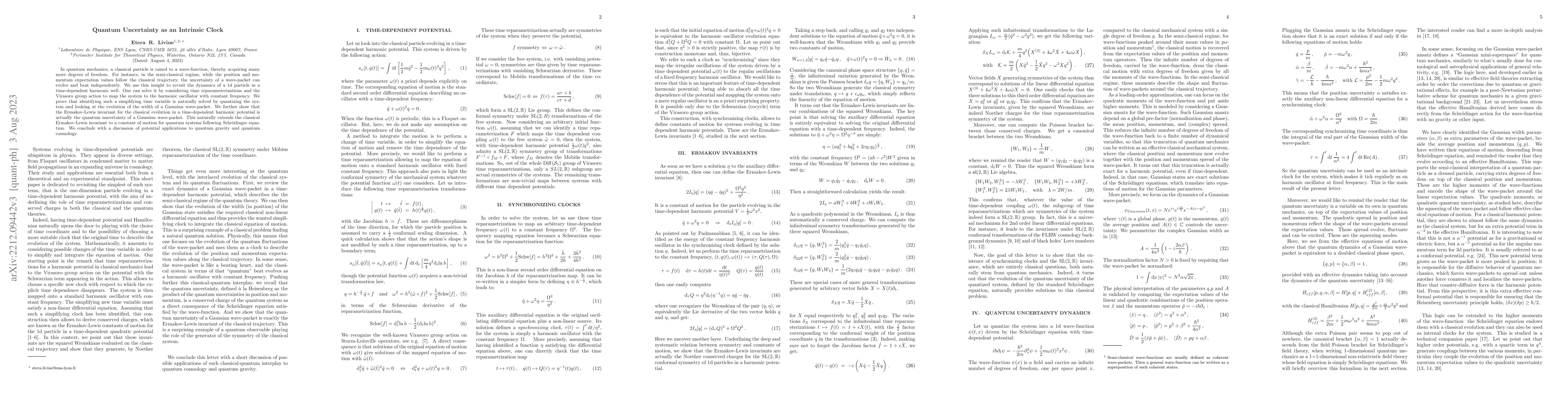 Thumbnail for Quantum Uncertainty as an Intrinsic Clock