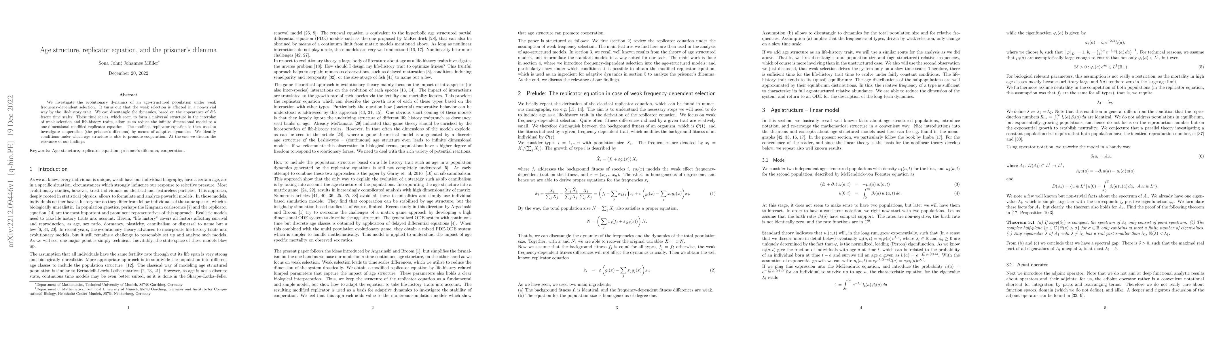 Thumbnail for Age structure, replicator equation, and the prisoner's dilemma