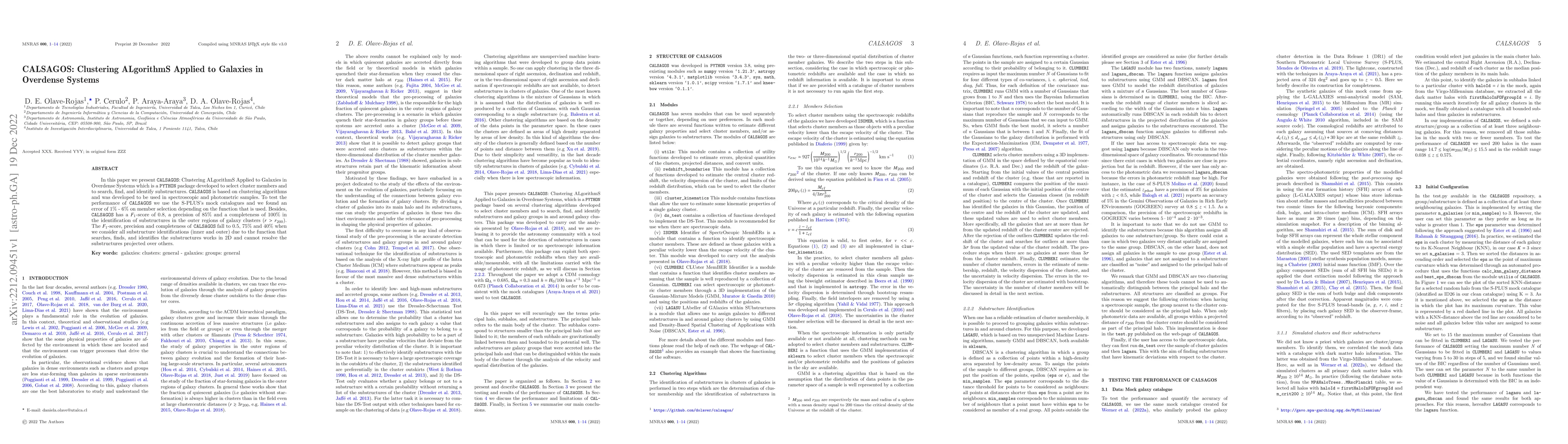 Thumbnail for CALSAGOS: Clustering ALgorithmS Applied to Galaxies in Overdense Systems