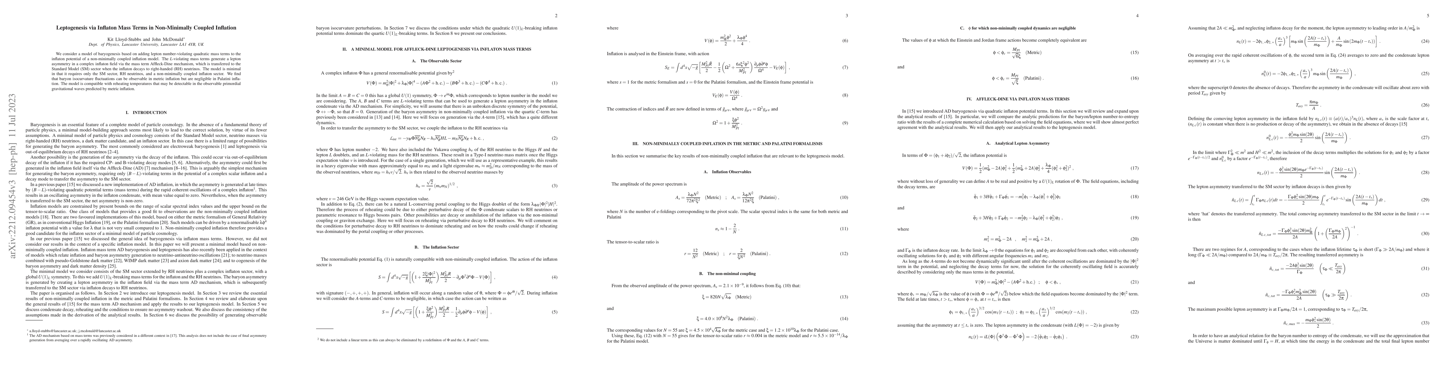 Thumbnail for Leptogenesis via Inflaton Mass Terms in Non-Minimally Coupled Inflation