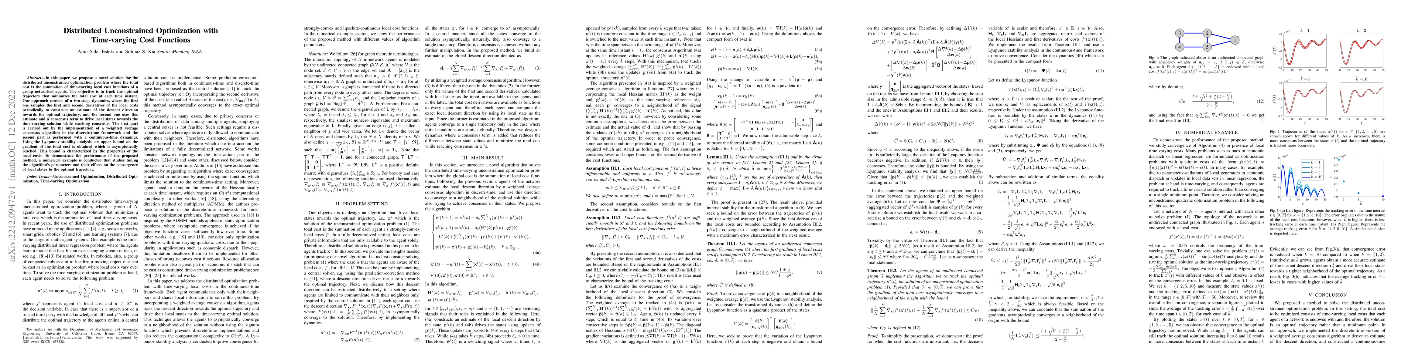 Thumbnail for Distributed Unconstrained Optimization with Time-varying Cost Functions