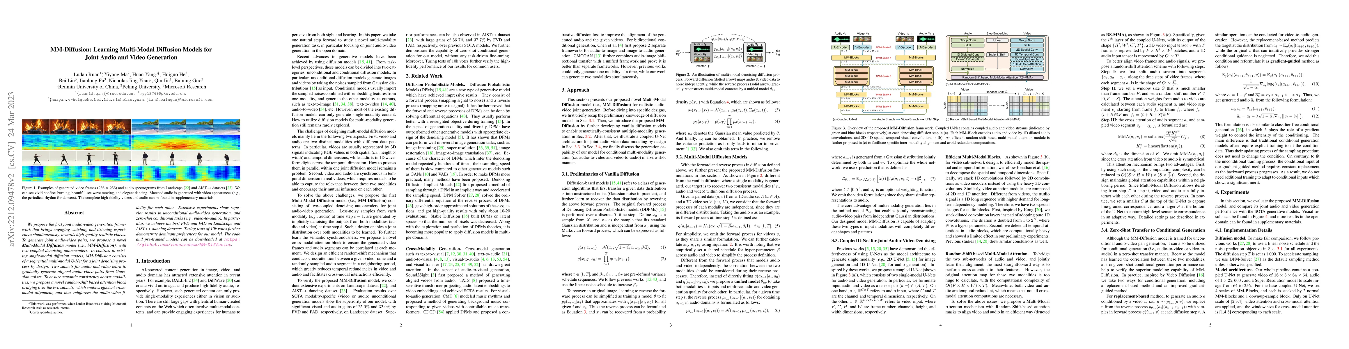 Thumbnail for MM-Diffusion: Learning Multi-Modal Diffusion Models for Joint Audio and
  Video Generation