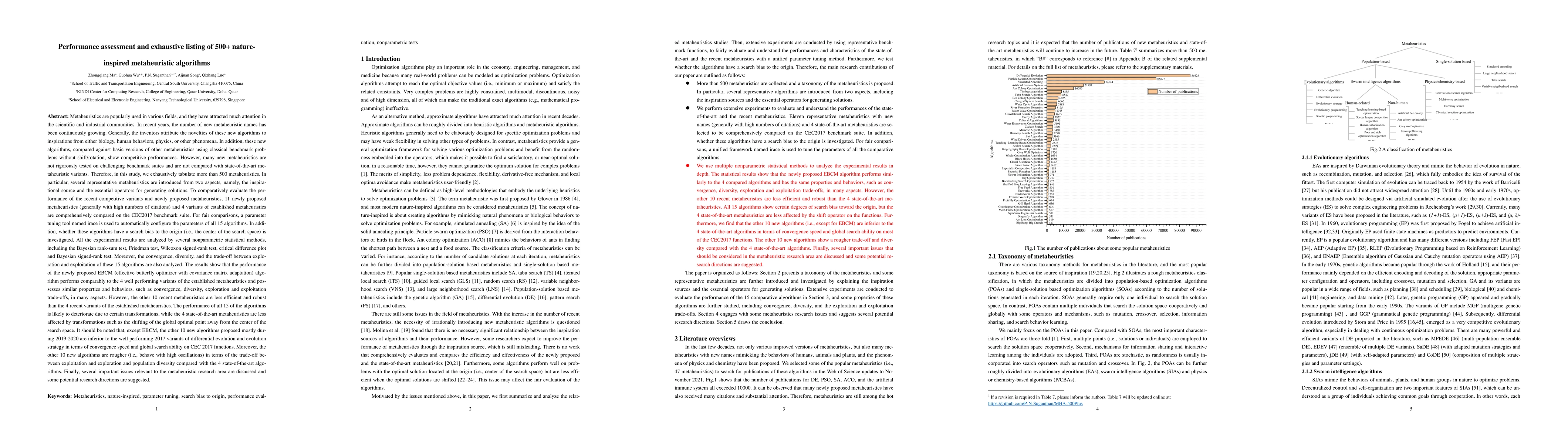 Thumbnail for Performance assessment and exhaustive listing of 500+ nature inspired
  metaheuristic algorithms