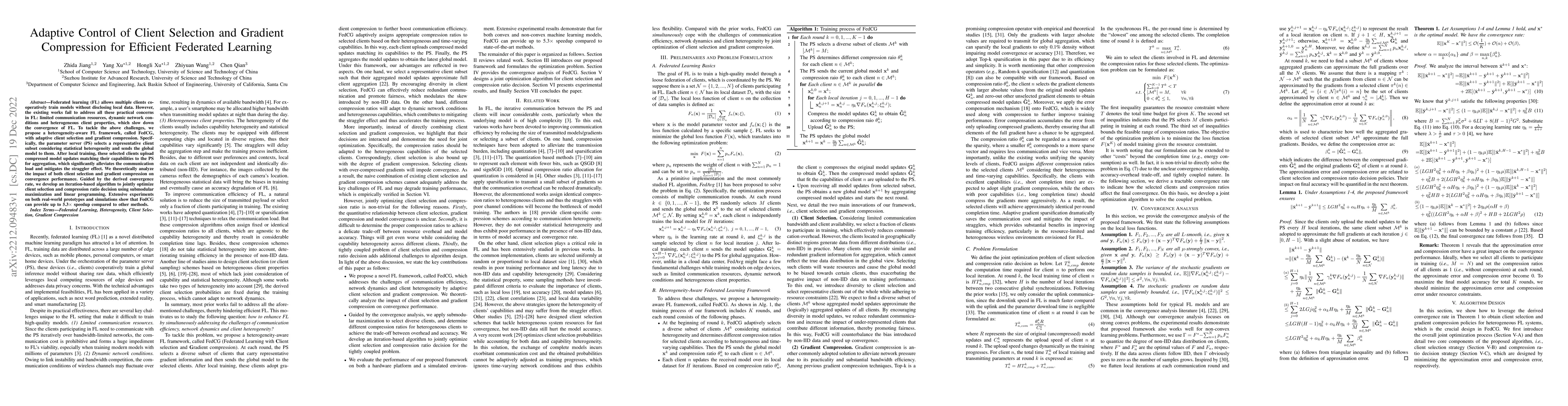 Thumbnail for Adaptive Control of Client Selection and Gradient Compression for
  Efficient Federated Learning