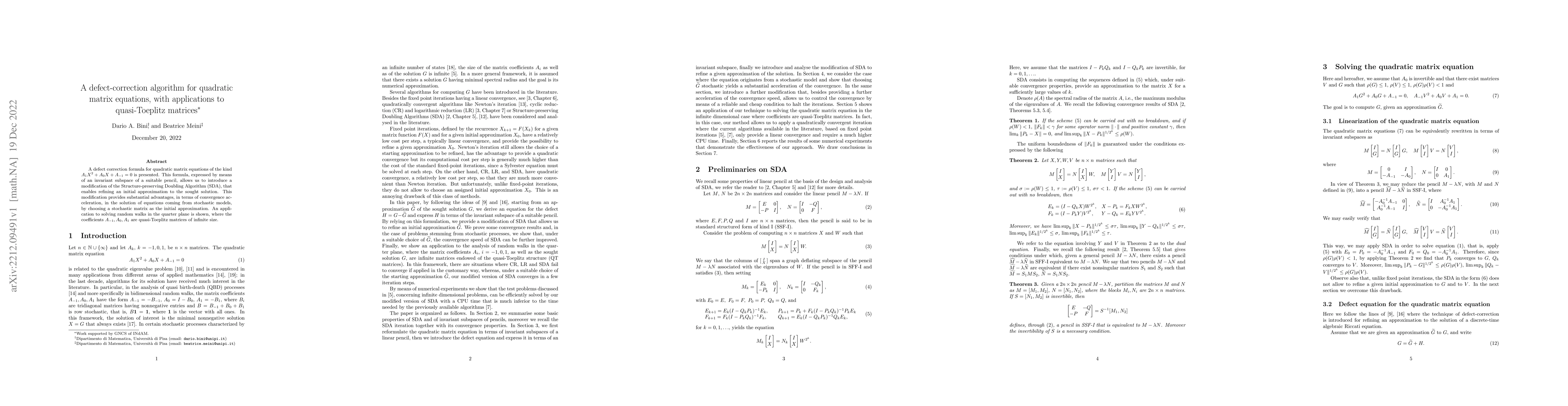 Thumbnail for A defect-correction algorithm for quadratic matrix equations, with
  applications to quasi-Toeplitz matrices