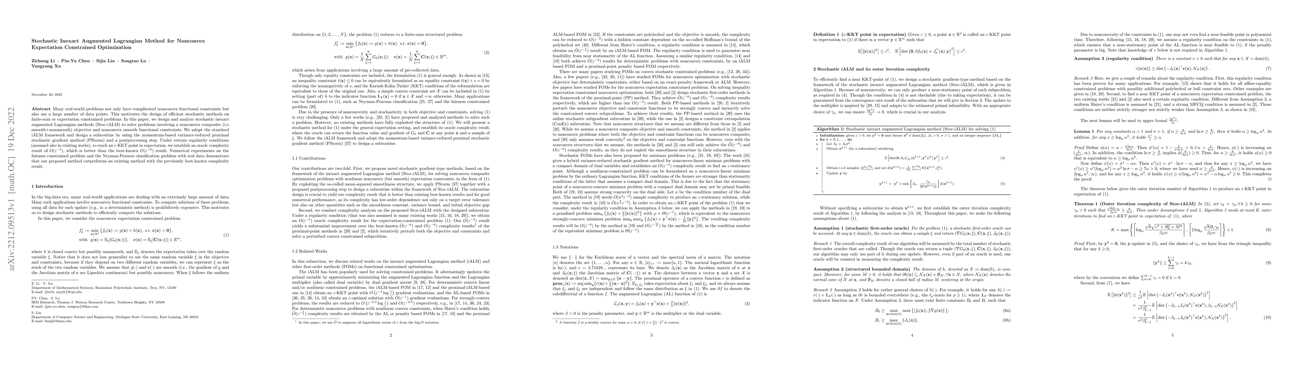 Thumbnail for Stochastic Inexact Augmented Lagrangian Method for Nonconvex Expectation
  Constrained Optimization