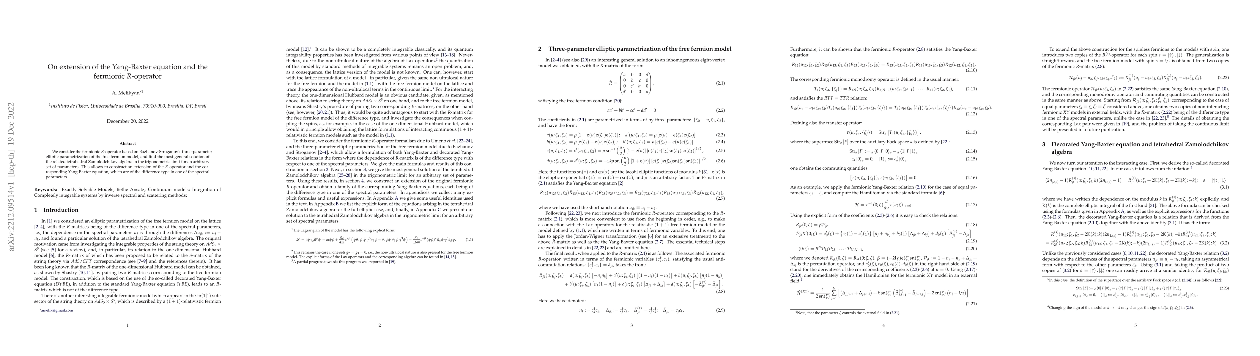 Thumbnail for On extension of the Yang-Baxter equation and the fermionic $R$-operator