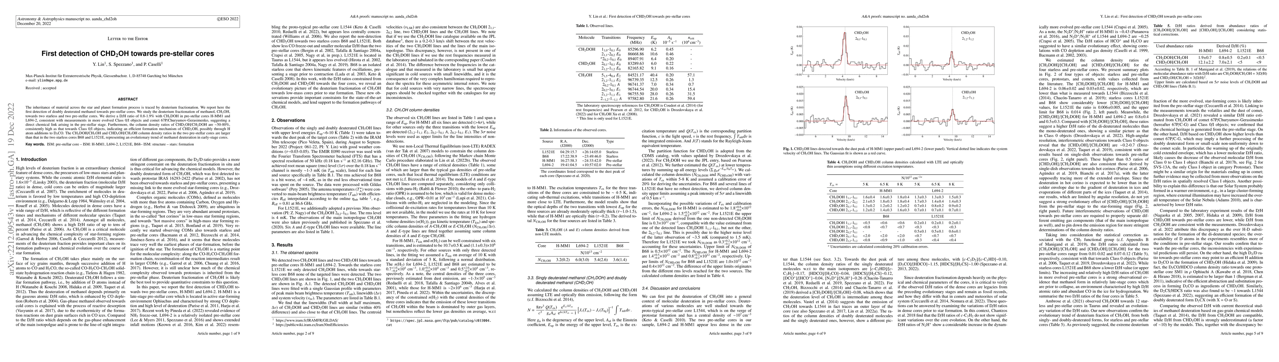 Thumbnail for First detection of CHD$_{2}$OH towards pre-stellar cores