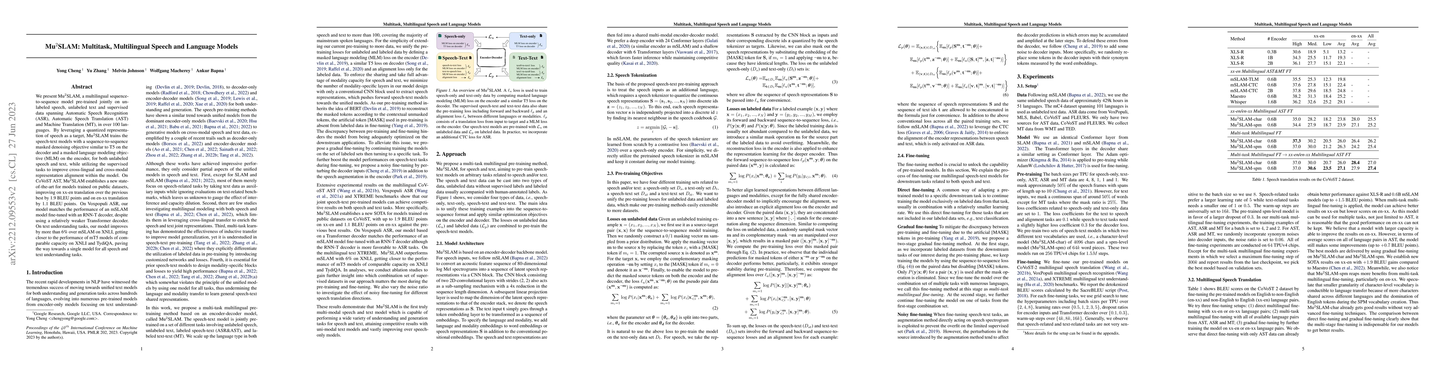 Thumbnail for Mu$^{2}$SLAM: Multitask, Multilingual Speech and Language Models