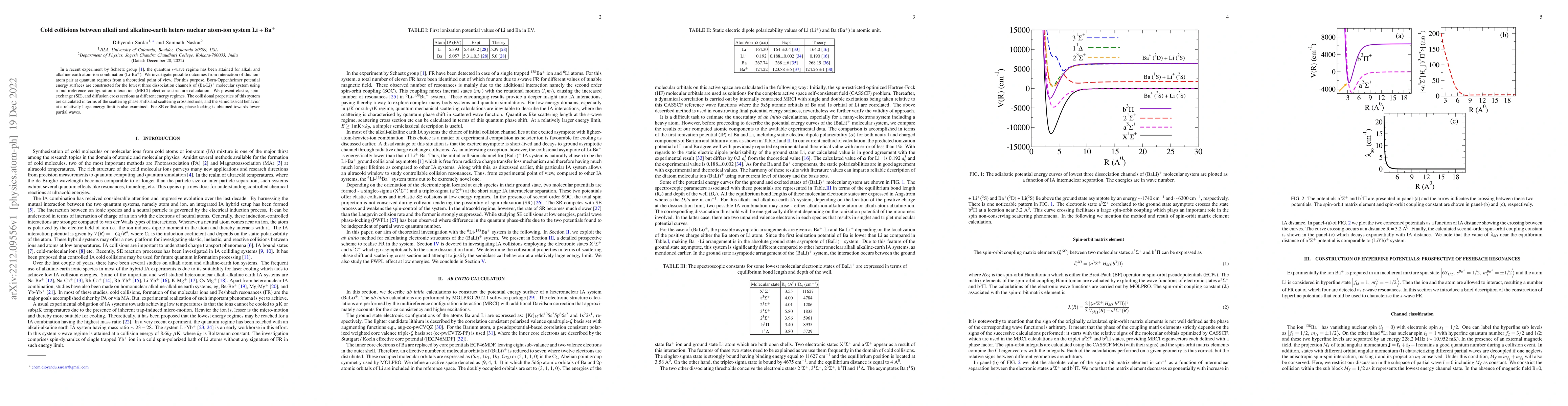Thumbnail for Cold collisions between alkali and alkaline-earth hetero nuclear
  atom-ion system Li + Ba$^+$