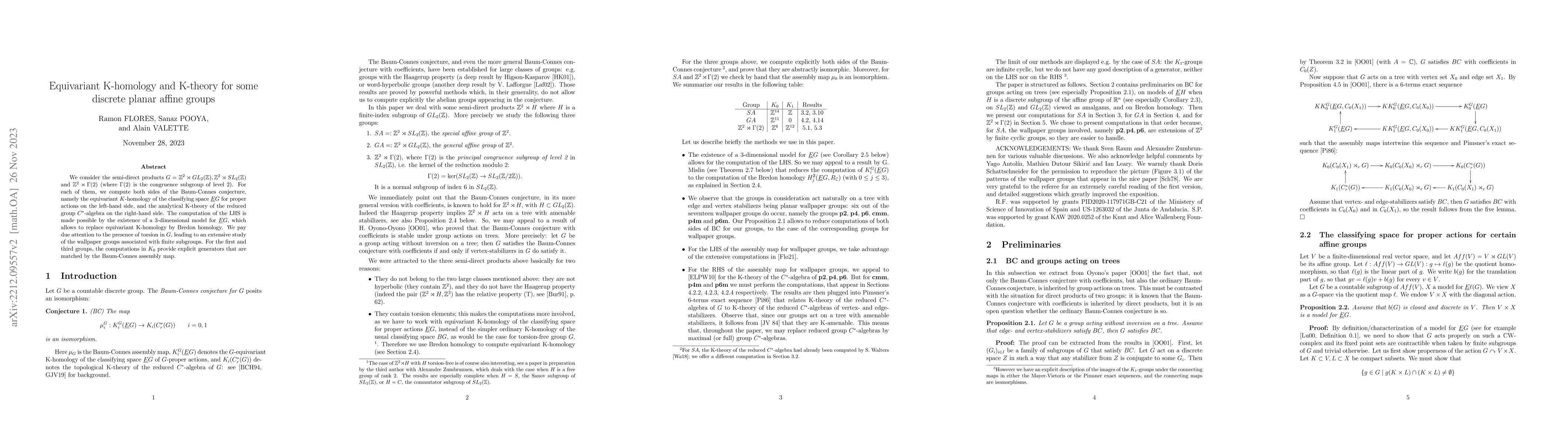 Thumbnail for Equivariant K-homology and K-theory for some discrete planar affine
  groups