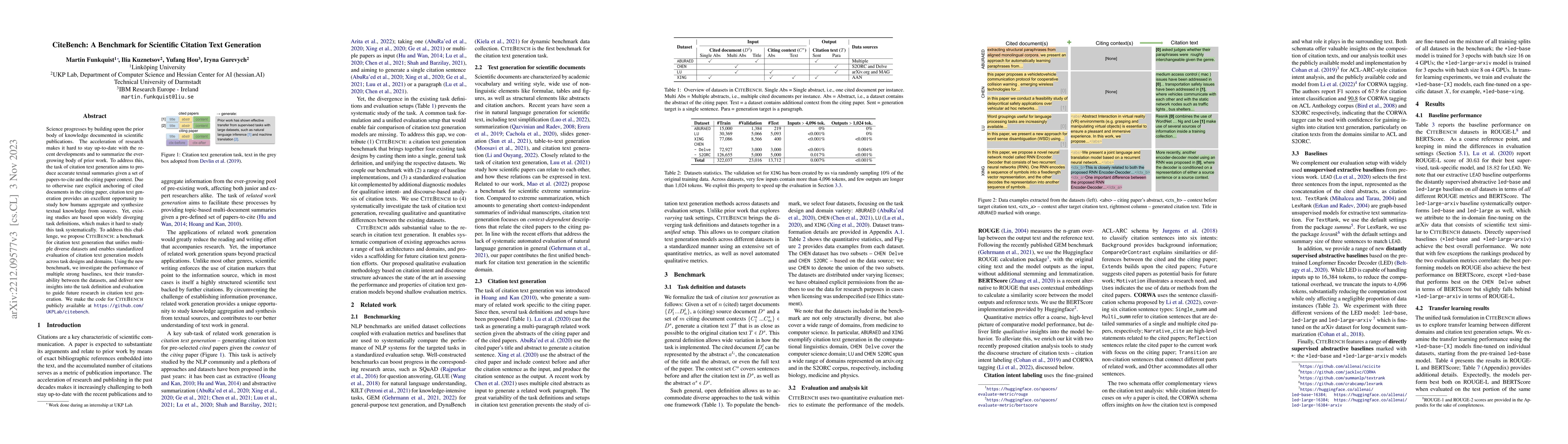 Thumbnail for CiteBench: A benchmark for Scientific Citation Text Generation