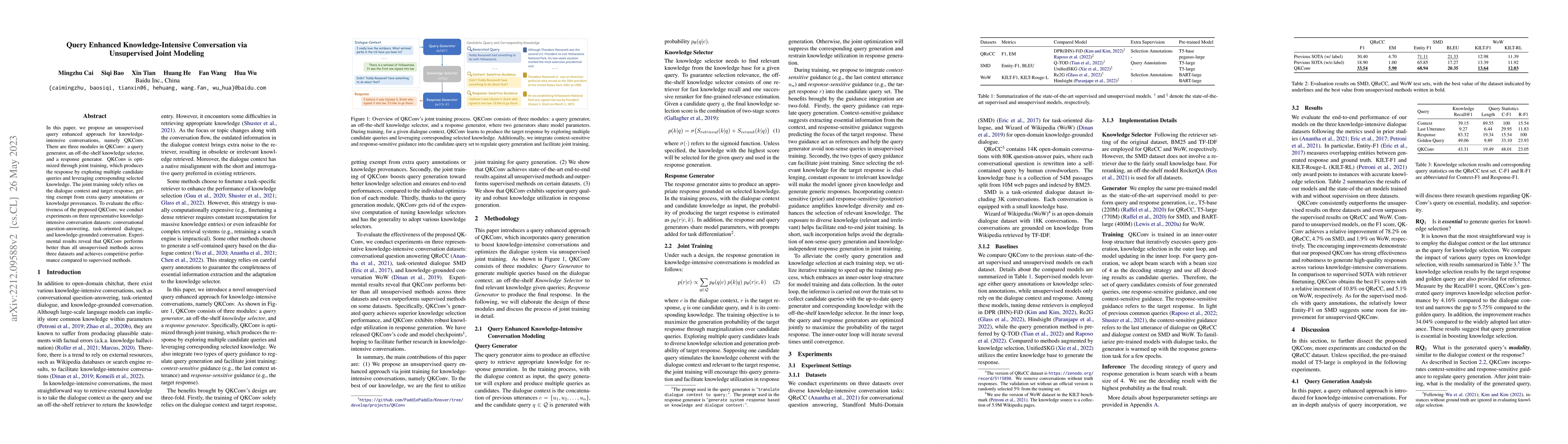 Thumbnail for Query Enhanced Knowledge-Intensive Conversation via Unsupervised Joint
  Modeling