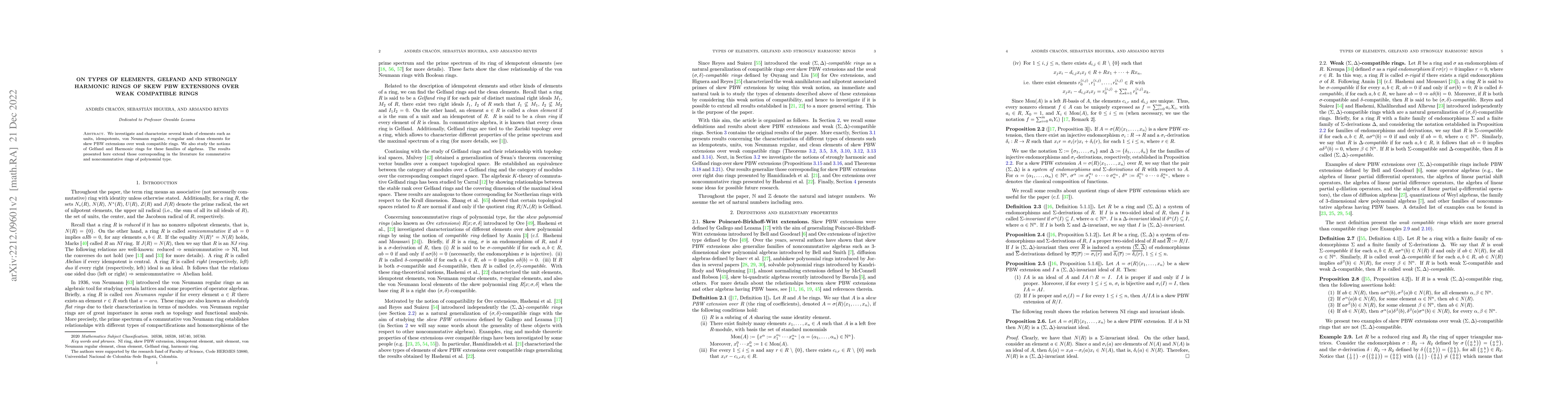 Thumbnail for On types of elements, Gelfand and strongly harmonic rings of skew PBW
  extensions over weak compatible rings