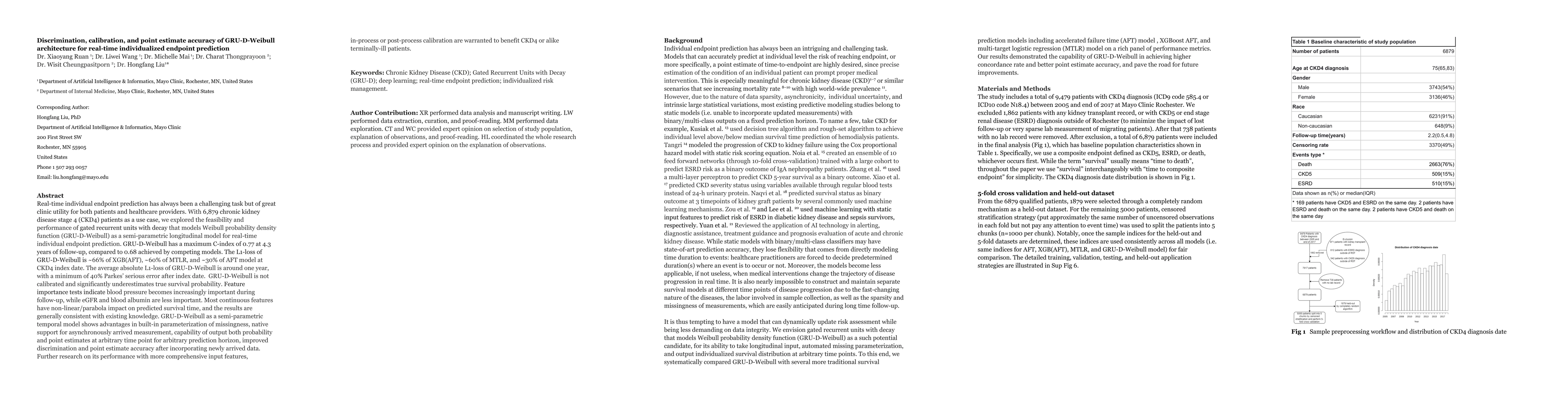 Thumbnail for Discrimination, calibration, and point estimate accuracy of
  GRU-D-Weibull architecture for real-time individualized endpoint prediction
