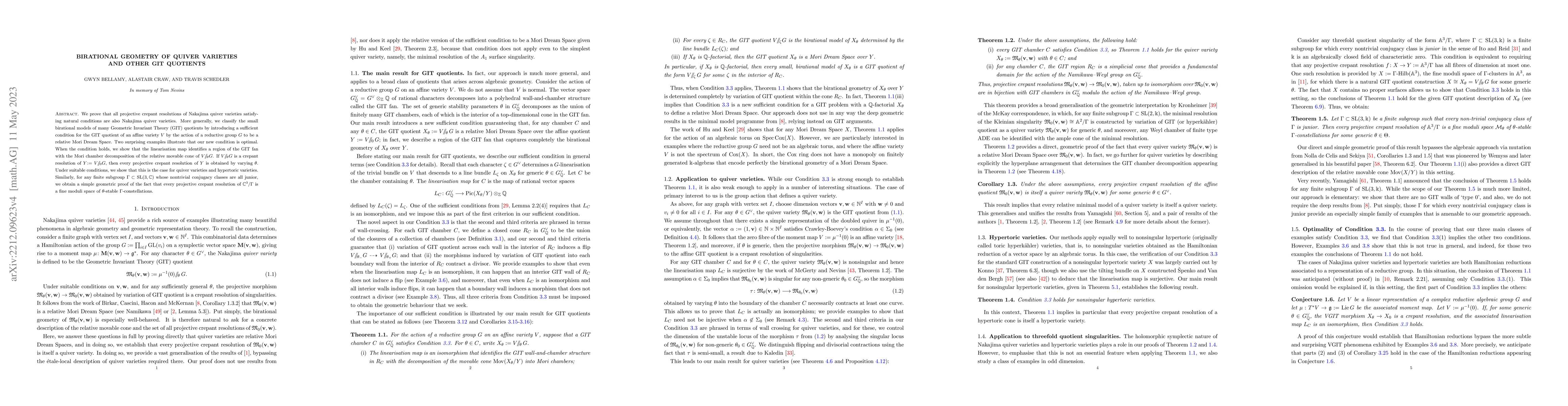 Thumbnail for Birational geometry of quiver varieties and other GIT quotients