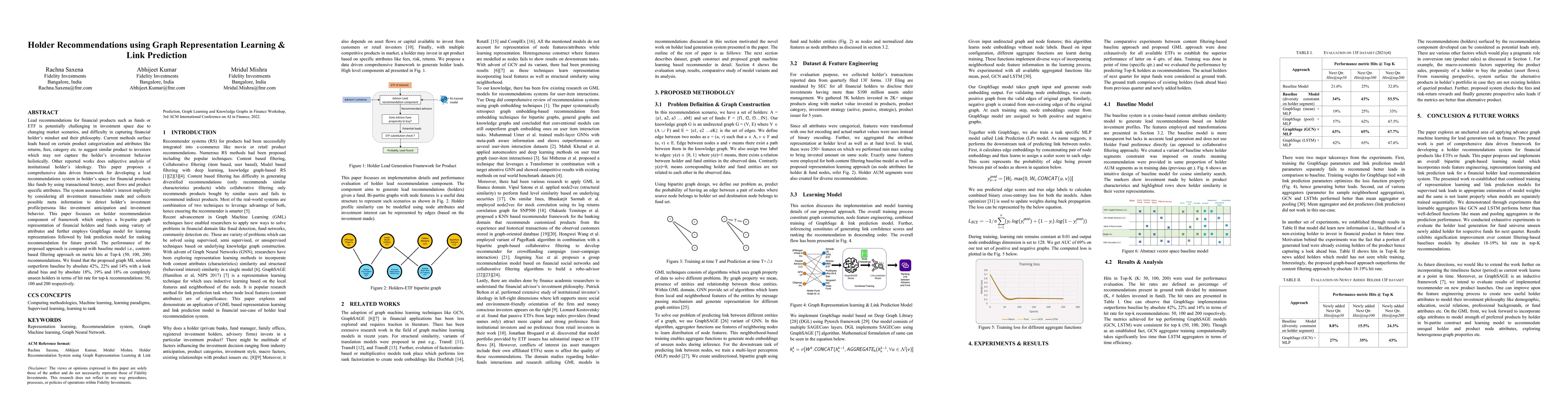 Thumbnail for Holder Recommendations using Graph Representation Learning & Link
  Prediction