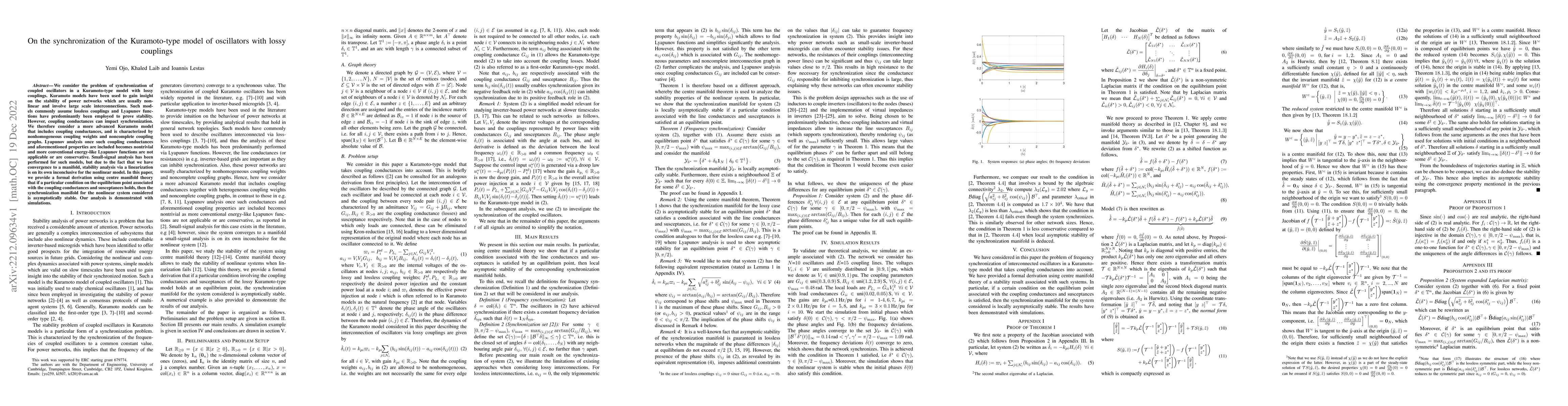 Thumbnail for On the synchronization of the Kuramoto-type model of oscillators with
  lossy couplings