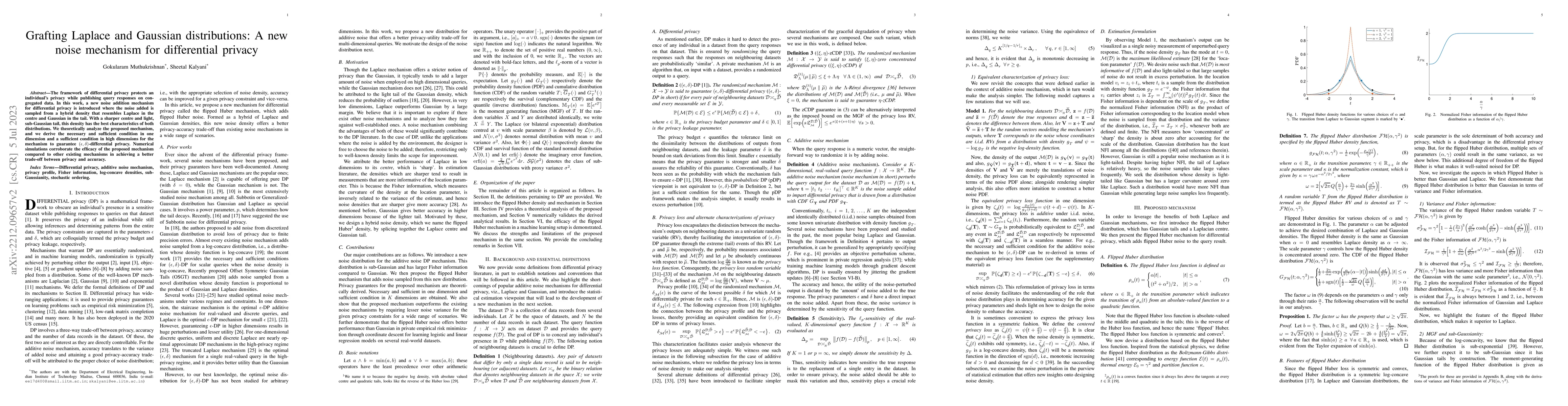 Thumbnail for Grafting Laplace and Gaussian distributions: A new noise mechanism for
  differential privacy
