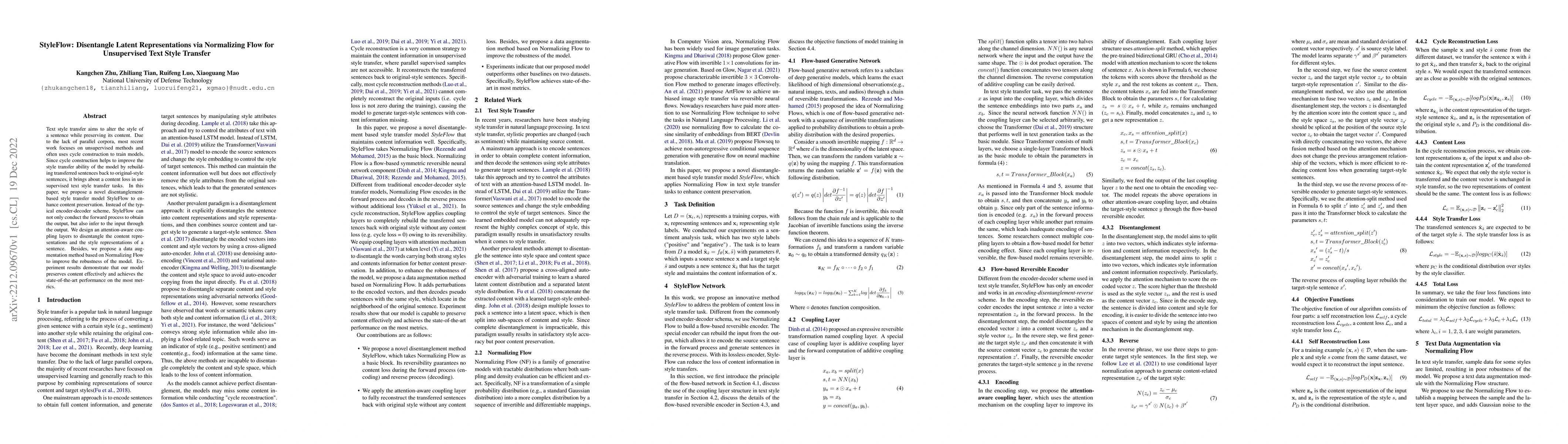 Thumbnail for StyleFlow: Disentangle Latent Representations via Normalizing Flow for
  Unsupervised Text Style Transfer