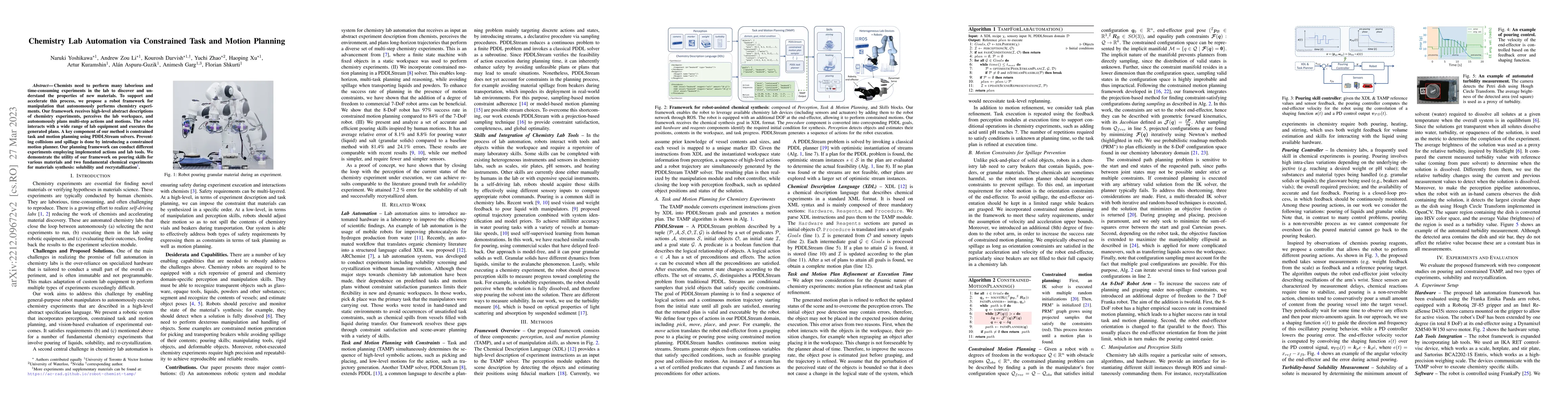Thumbnail for Chemistry Lab Automation via Constrained Task and Motion Planning