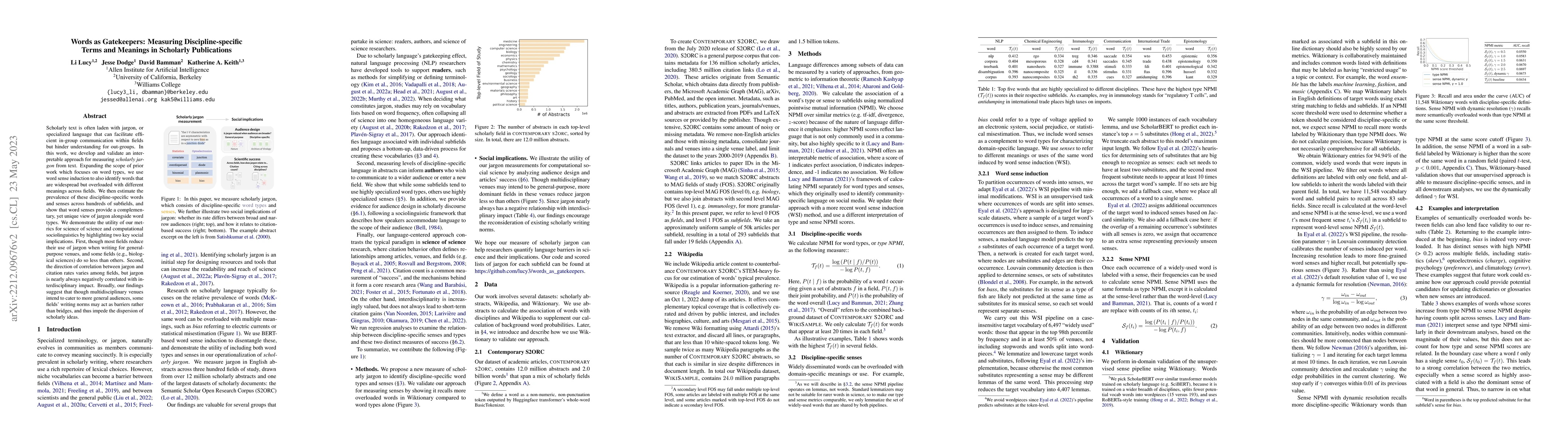 Thumbnail for Words as Gatekeepers: Measuring Discipline-specific Terms and Meanings
  in Scholarly Publications