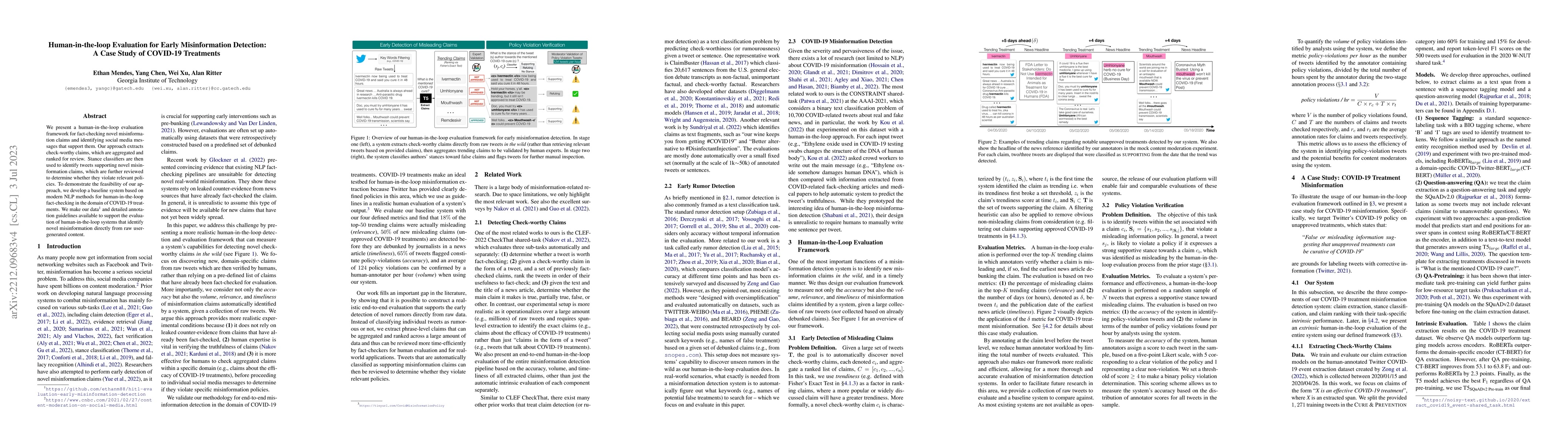 Thumbnail for Human-in-the-loop Evaluation for Early Misinformation Detection: A Case
  Study of COVID-19 Treatments