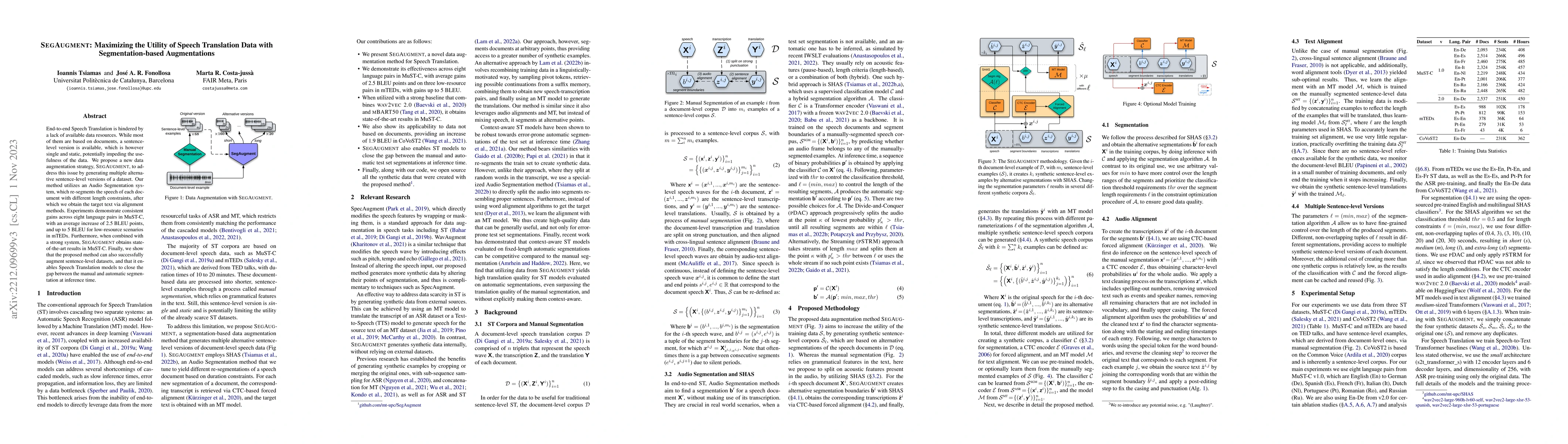 Thumbnail for SegAugment: Maximizing the Utility of Speech Translation Data with
  Segmentation-based Augmentations